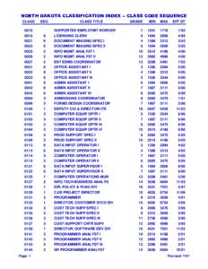 NORTH DAKOTA CLASSIFICATION INDEX -- CLASS CODE SEQUENCE CLASS[removed]0022