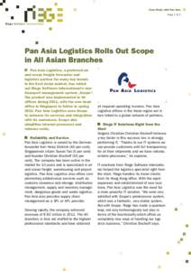 Case Study with Pan Asia Page 1 of 2 R i ege Softwa r e I n t e r n a t i o n a l  Pan Asia Logistics Rolls Out Scope