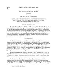 Civil procedure / Concord /  New Hampshire / New England Southern Railroad / Pan Am / Norfolk Southern Railway / Regional railroads in the United States / Surface Transportation Board / New Hampshire Department of Transportation / Pan American World Airways / Rail transportation in the United States / Transportation in the United States / Transportation in North America