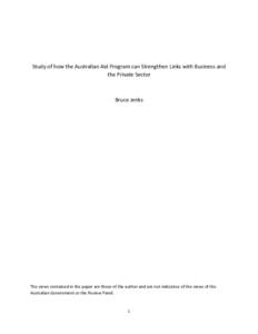 Study  of  how  the Australian  Aid Program can Strengthen Links with Business and the Private Sector