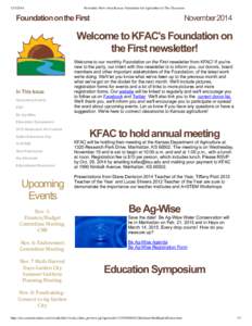 [removed]November News from Kansas Foundation for Agriculture in The Classroom Foundation on the First