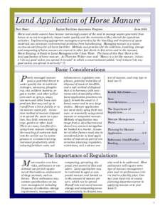 Land Application of Horse Manure Fact Sheet Equine Facilities Assistance Program  June 2003