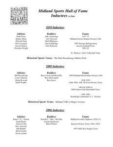 Midland Sports Hall of Fame Inductees to Date 2010 Inductees