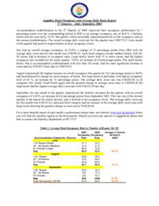 Anguilla: Hotel Occupancy and Average Daily Rates Report 3rd Quarter: –July- September 2004 Accommodation establishments in the 3rd Quarter of 2004 improved their occupancy performance by 7 percentage points over the c