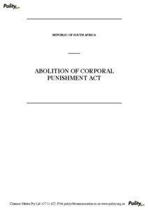 REPUBLIC OF SOUTH AFRICA  ABOLITION OF CORPORAL