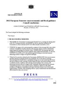 EN  COUNCIL OF THE EUROPEAN UNION[removed]European Semester: macroeconomic and fiscal guidance