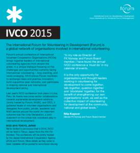 ✱  International Forum For Volunteering In Development Forum International Du Volontariat Pour Le Développement  IVCO 2015
