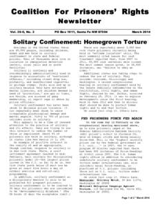 Coalition For Prisoners’ Rights Newsletter Vol. 39-ll, No. 3  PO Box 1911, Santa Fe NM 87504