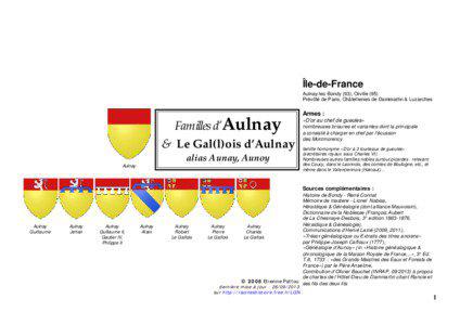 Île-de-France Aulnay-les-Bondy (93), Orville (95) Prévôté de Paris, Châtellenies de Dammartin & Luzarches