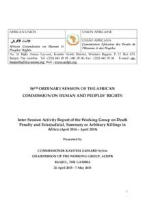 AFRICAN UNION  UNION AFRICAINE UNIÃO AFRICANA Commission Africaine des Droits de l’Homme & des Peuples