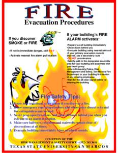Evacuation Procedures If your building’s FIRE ALARM activates: If you discover SMOKE or FIRE