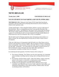 Microsoft Word - NAN news release far north june2.09 FINAL FORMATTED