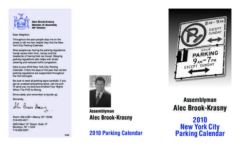 Alec Brook-Krasny Member of Assembly 46th District Dear Neighbor, Throughout the year people stop me on the street to tell me how helpful they find the New