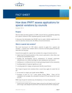 Microsoft Word - Fact Sheet on how we assess applications for special variations - MASTER - October 2014-formatted