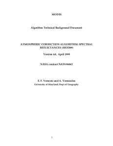MODIS  Algorithm Technical Background Document ATMOSPHERIC CORRECTION ALGORITHM: SPECTRAL REFLECTANCES (MOD09)