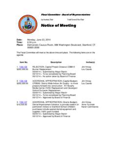 Fiscal Committee - Board of Representatives Jay Fountain, Chair Frank Cerasoli, Vice Chair  Notice of Meeting