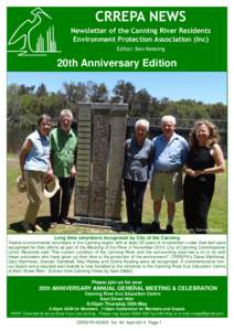 CRREPA NEWS Newsletter of the Canning River Residents Environment Protection Association (Inc) Editor: Ken Keesing  20th Anniversary Edition