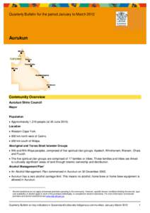 Gulf of Carpentaria / Aurukun /  Queensland / Shire of Aurukun / Cherbourg /  Queensland / Alcoholism / Indigenous Australians / Indigenous peoples of Australia / Geography of Australia / Far North Queensland