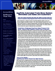 AccountMate  AppFinity Automated Trade Show System Eliminates Lost Sales and Customers  Software