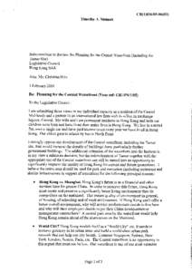 CB[removed]Timothy A. Steinert Subcommitteeto Review the Planning for the Central Waterfront (including the Tamar Site) LegislativeCouncil