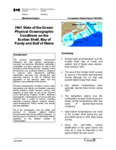 Maritimes Region  Ecosystem Status Report[removed]State of the Ocean: Physical Oceanographic