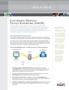 MEDICAL DEVICE  Electronic Medical Device Reporting (eMDR)  For over a decade, AssurX systems have been used in heavily regulated