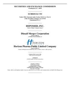 SECURITIES AND EXCHANGE COMMISSION Washington, D.CSCHEDULE TO Tender Offer Statement under Section 14(d)(1) or 13(e)(1) of the Securities Exchange Act of 1934