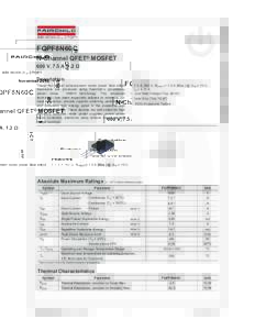 FQPF8N60C N-Channel QFET® MOSFET 600 V, 7.5 A, 1.2 Ω Description