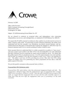 PCAOB Rulemaking Docket[removed]Comment[removed]Crowe