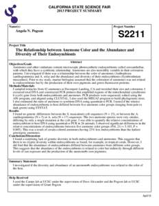 CALIFORNIA STATE SCIENCE FAIR 2013 PROJECT SUMMARY Name(s)  Angela N. Pogson