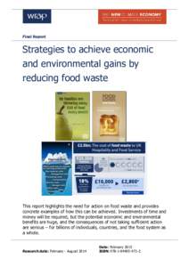 Final Report  Strategies to achieve economic and environmental gains by reducing food waste