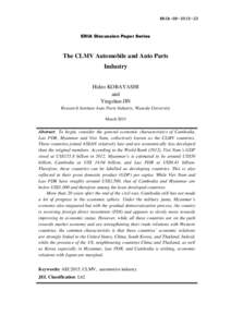 ERIA-DP[removed]ERIA Discussion Paper Series The CLMV Automobile and Auto Parts Industry