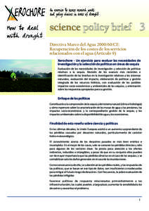 science policy brief 3 Directiva Marco del AguaCE: Recuperación de los costes de los servicios relacionados con el agua (Artículo 9) Xerochore - Un ejercicio para evaluar las necesidades de investigación y la