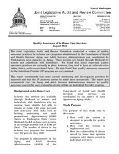 State of Washington  Joint Legislative Audit and Review Committee LEGISLATIVE AUDITOR Tom Sykes[removed]th Avenue SE