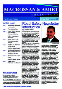 news update in this issue page 1 Road Safety Newsletter - Introduction
