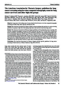 The American Association for Thoracic Surgery guidelines for lung cancer screening using low-dose computed tomography scans for lung cancer survivors and other high-risk groups