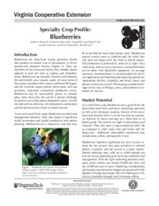 publication[removed]Specialty Crop Profile: Blueberries Anthony Bratsch, Extension Specialist, Vegetables and Small Fruit