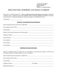 APPLICATION FOR CLASROM EXTENSION APPROVAL