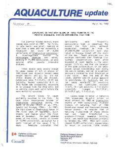 AQUACULTURE update Number:----..::.:29_ _ March 16, 1988  EXPERIENCE IN 1987 WITH 1ll0lJlS (F TOXIC PlANKTON AT THE