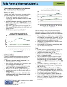 Falls Among Minnesota Adults  August 2012 Falling: inadvertently coming to rest on the ground, floor or other level lower than intended.4