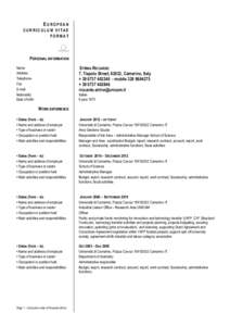 EUROPEAN CURRICULUM VITAE FORMAT PERSONAL INFORMATION STRINA RICCARDO