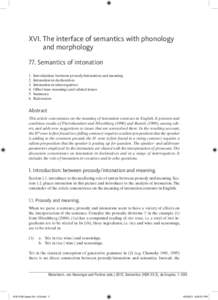 XVI. The interface of semantics with phonology and morphology 77. Semantics of intonation[removed].