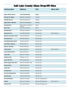 Salt Lake County Glass Drop-Off Sites Lot/Location Address  City