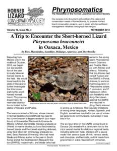 Phrynosomatics  The Newsletter of the Horned Lizard Conservation Society Volume 19, Issue No. 4