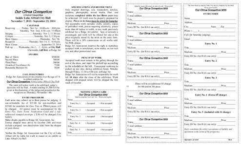 SPECIFICATIONS AND RESTRICTIONS  Our Citrus Connection A Juried Competition  Inside Lake Alfred City Hall