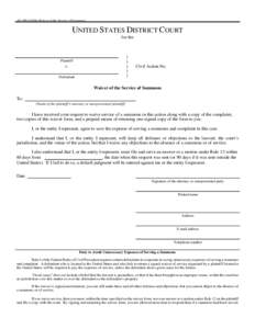 Waiver of the Service of Summons