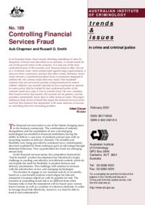 Controlling financial services fraud