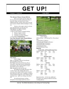GET UP! Volume 1, Issue 22 The Annual Discus Camp Edition Here we go again: the best camp ever! It was a great two weeks at Denison College in Granville, Ohio with John Powell, Brian