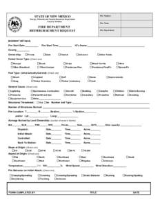 Fire Number   STATE OF NEW MEXICO  Energy, Minerals and Natural Resources Department  Forestry Division 