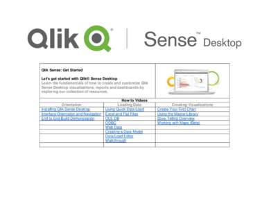 Qlik Sense: Get Started Let’s get started with Qlik® Sense Desktop Learn the fundamentals of how to create and customize Qlik Sense Desktop visualizations, reports and dashboards by exploring our collection of resourc